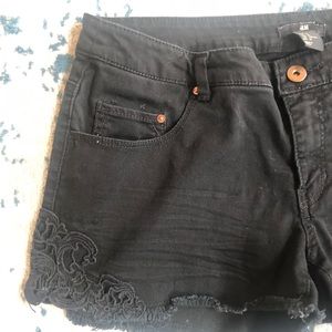 H&M Black Denim Lace Shorts